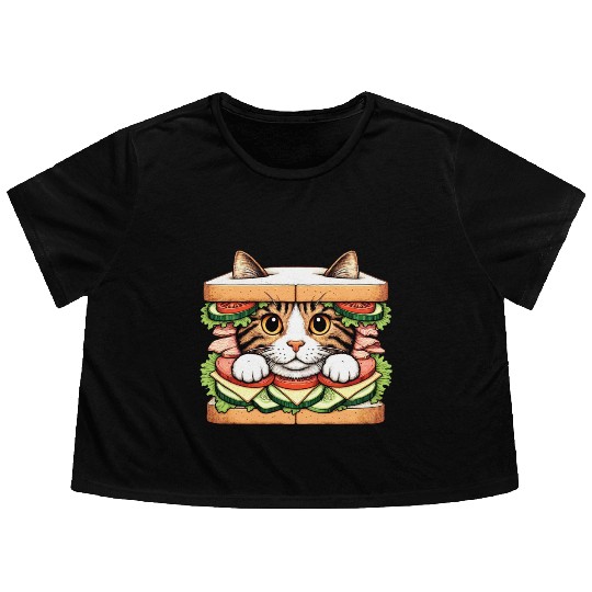 Sandwich Kitty Flowy Cropped Tees
