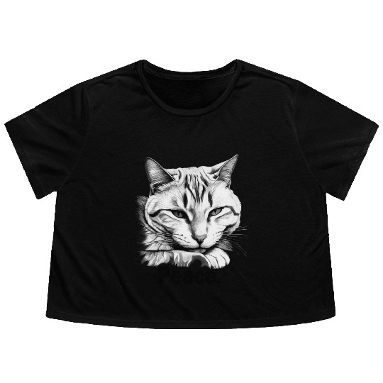 Peaceful Tabby Art Flowy Cropped Tees