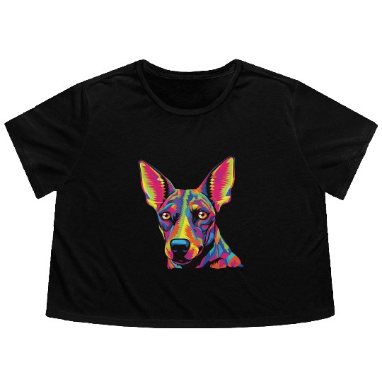 Watercolor Colorful Xoloitzcuintli Flowy Cropped Tees