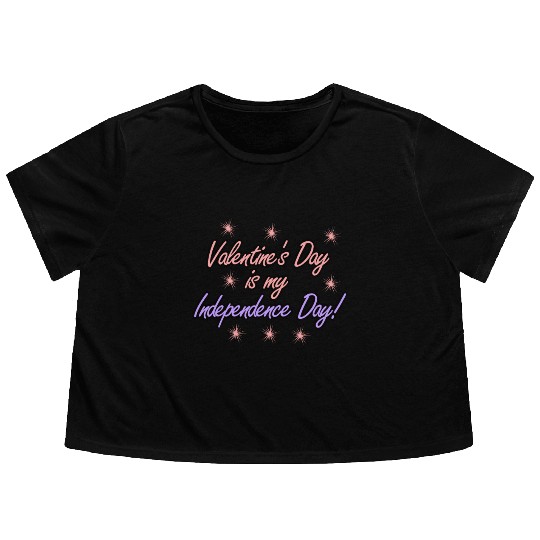 Single Alone Lonely valentine's day joke Flowy Cropped Tees