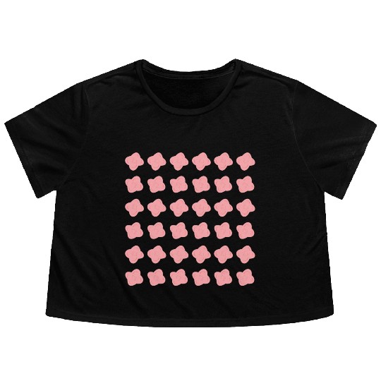 PINK SPRING FLORAL PATTERN Flowy Cropped Tees