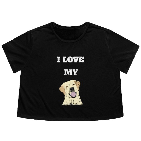 I Love My Labrador Retriever Celebration Flowy Cropped Tees