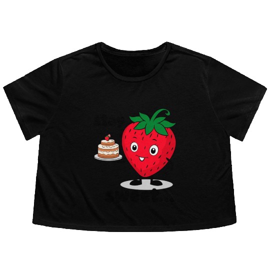 strawberry smile remains sweet Flowy Cropped Tees