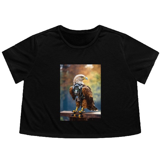 Robotic eagle Flowy Cropped Tees
