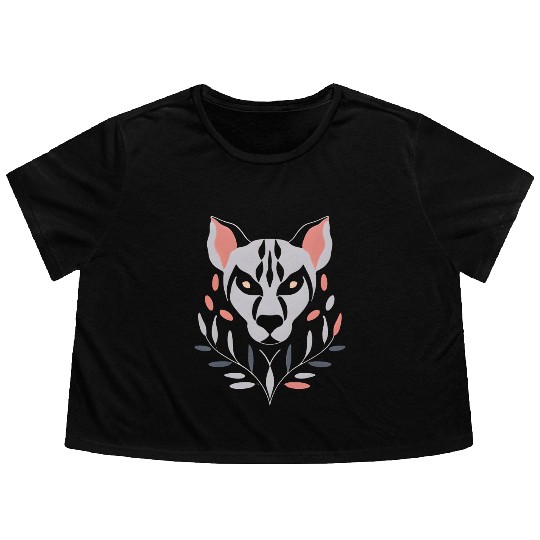 Hyena Symmetrical Design Flowy Cropped Tees