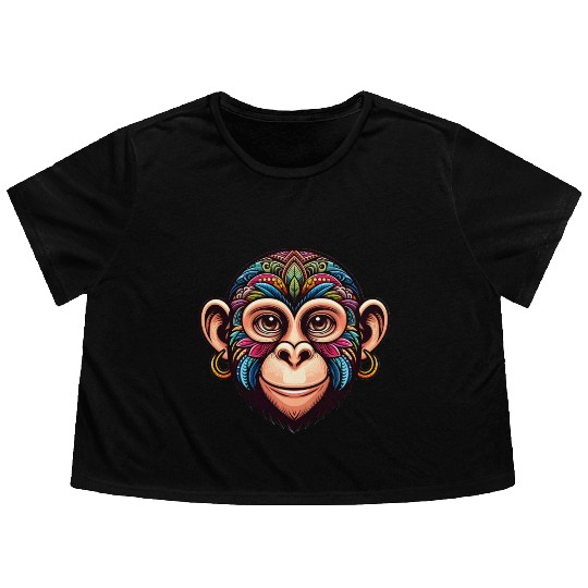 Cute Monkey Face Flowy Cropped Tees