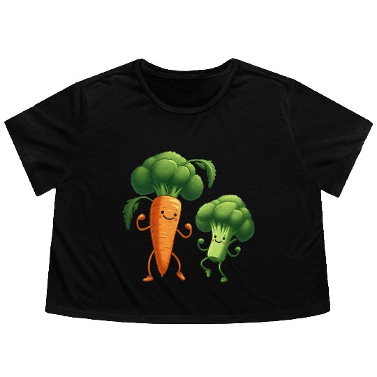 Carrot Dancing with Broccoli Flowy Cropped Tees