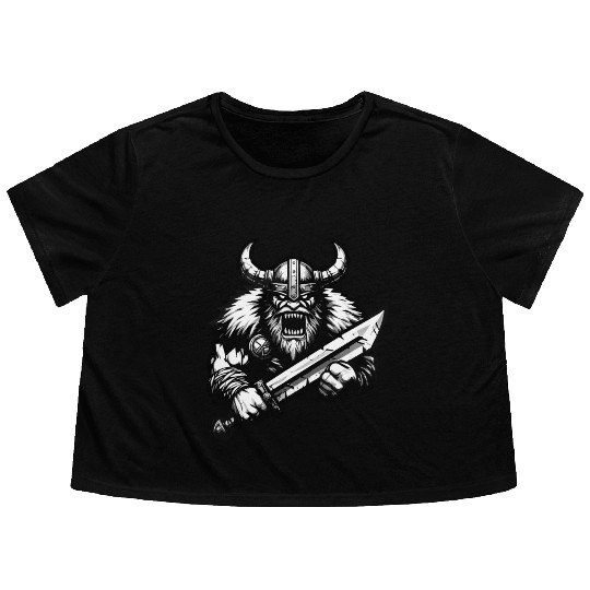 Powerful Viking Warrior Version 3 Flowy Cropped Tees
