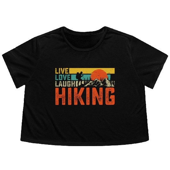 Live love laugh hiking Flowy Cropped Tees
