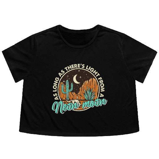 Neon Moon Cactus Country Mountain Vintage Retro Flowy Cropped Tees
