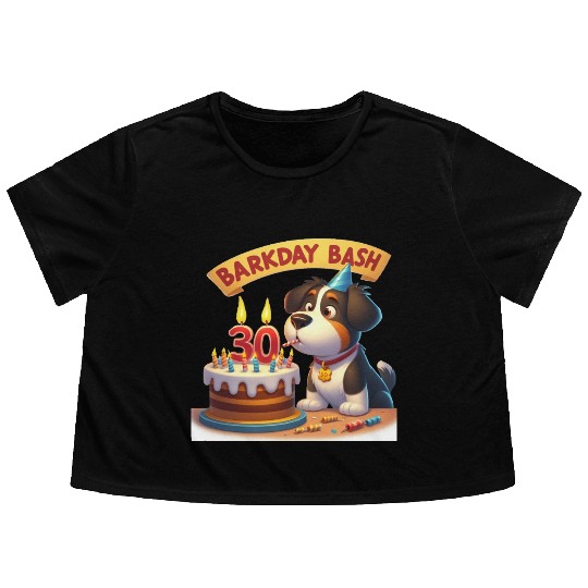 30th Birthday Bark Bash Flowy Cropped Tees