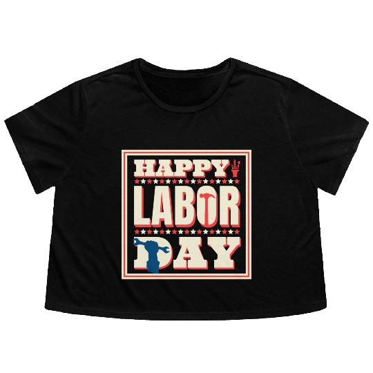 Happy Labor Day Holiday Greetings Flowy Cropped Tees