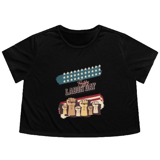 Labor Day Fists Raised Flowy Cropped Tees