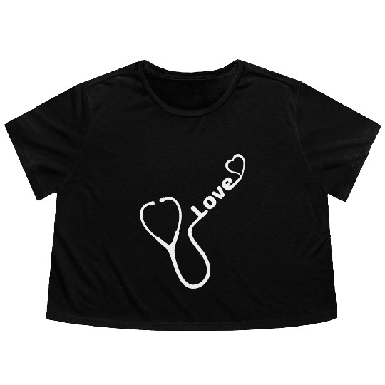 Stethoscope Love Medical Affection Flowy Cropped Tees