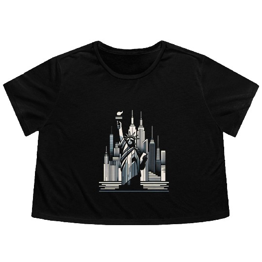 Statue of Liberty Embrace Flowy Cropped Tees