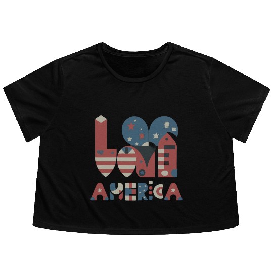 I Love America Flowy Cropped Tees