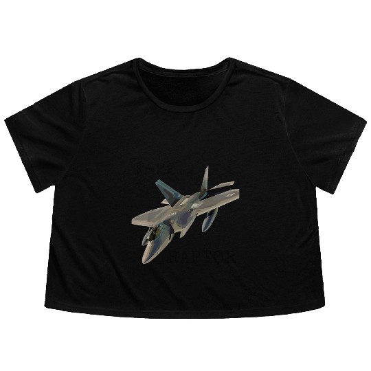 Air Force F-22 Raptor Fighter Jet Military Pilot Flowy Cropped Tees