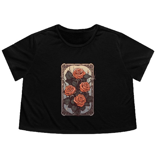 Rose Tarot Card Reader Astrology Occult Flowy Cropped Tees