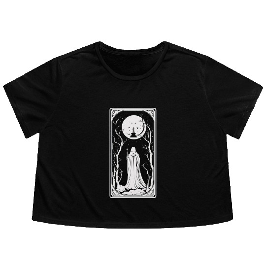 Hermit Tarot Card Astrology Occult Mystical Flowy Cropped Tees