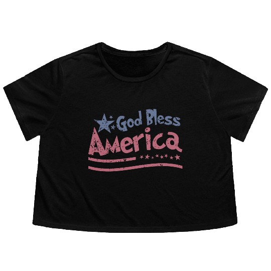 God Bless America Lovers Independence Flowy Cropped Tees