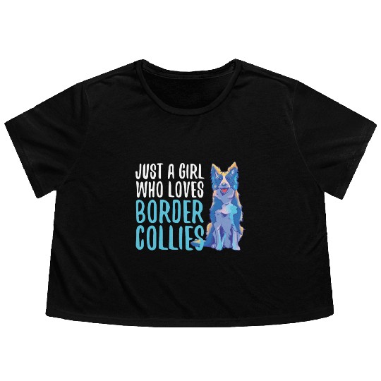 Unique Border Collie Design For Dog Enthusiasts Flowy Cropped Tees