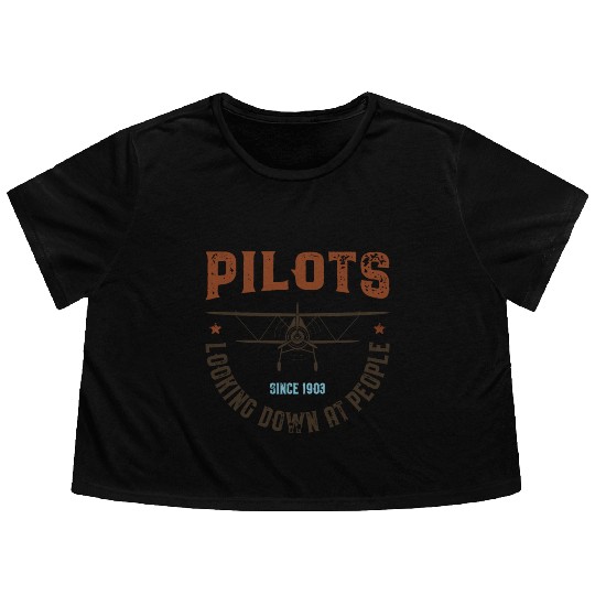 Pilots Looking Down at People Flowy Cropped Tees