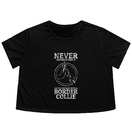 Unique Border Collie Design For Dog Enthusiasts Flowy Cropped Tees