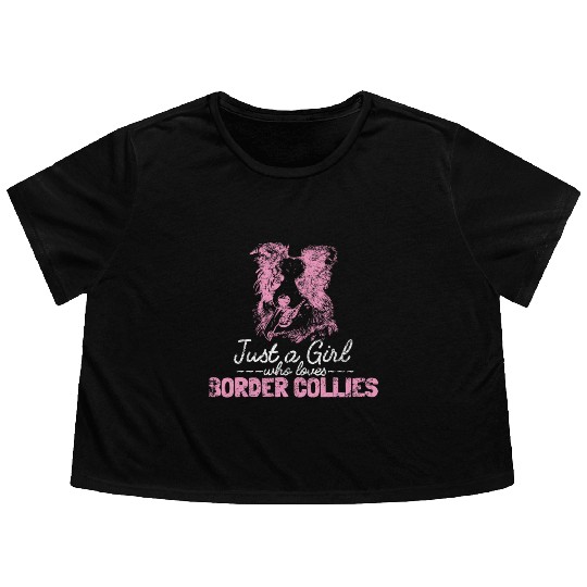 Unique Border Collie Design For Dog Lovers Flowy Cropped Tees