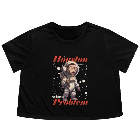Houston we have a problem astronaut space monkey Flowy Cropped Tees