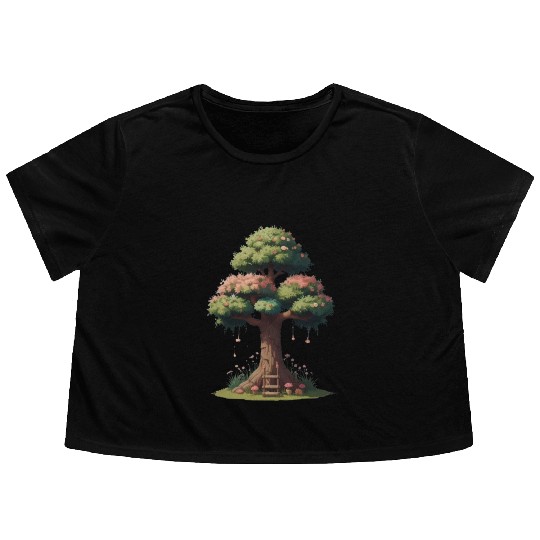 Colorful Tree Life is Really Good Tree Flowy Cropped Tees
