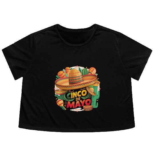 Cinco de mayo Mexican Flowy Cropped Tees Funny Saying