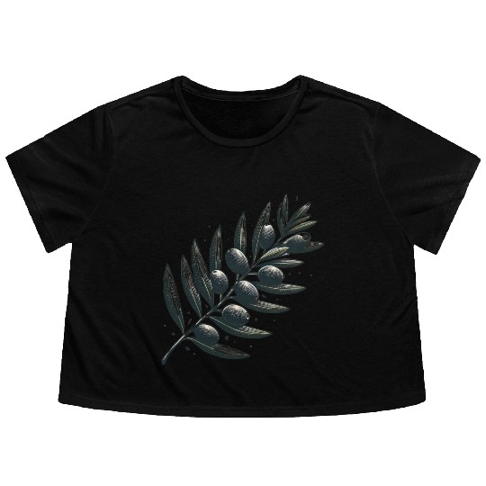 An olive Branch Flowy Cropped Tees