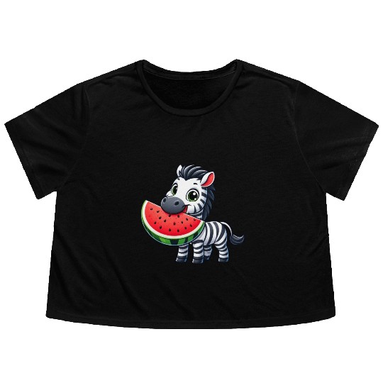 Zebra melon watermelon fruit fruity Flowy Cropped Tees
