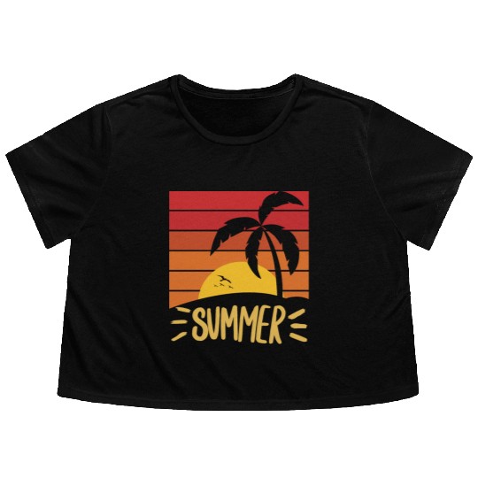 Summer Sunset Flowy Cropped Tees