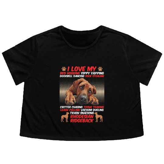 Ridgeback Owner I LOVE MY RHODESIAN RIDGEBACK Flowy Cropped Tees