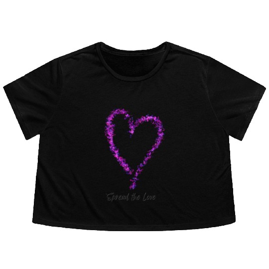 Spread the Love Glitter Heart Flowy Cropped Tees