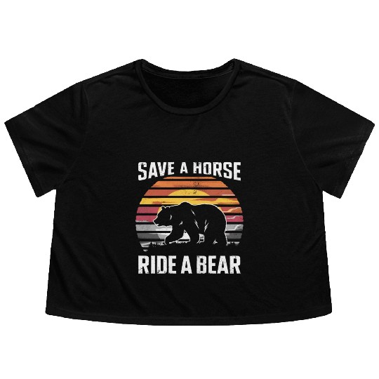 Save A Horse Ride A Bear Gay Pride Bear Community Flowy Cropped Tees