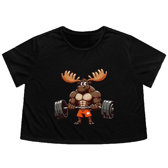 funny moose quote Weightlifting Gym cool for Gym Flowy Cropped Tees
