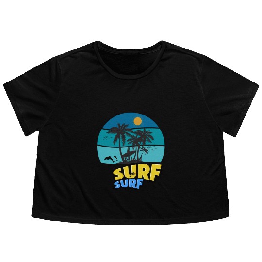 Summer Surf, Surfing , Beach vibes, Summer Flowy Cropped Tees