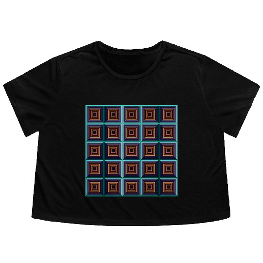 COLORFUL SQUARES DESIGN PATTERN Flowy Cropped Tees
