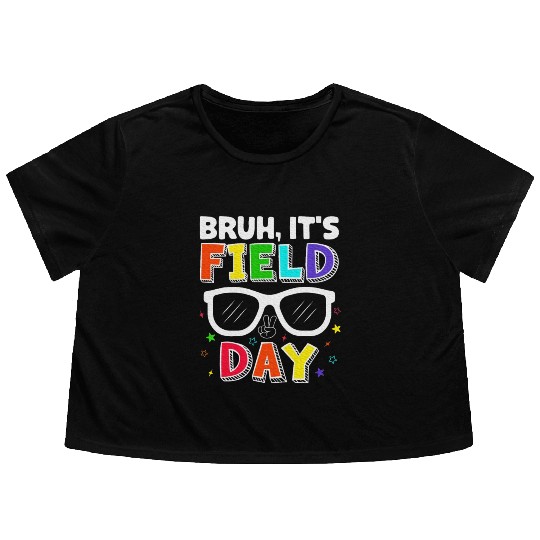 Bruh It's Field Day for Teacher Boys Flowy Cropped Tees
