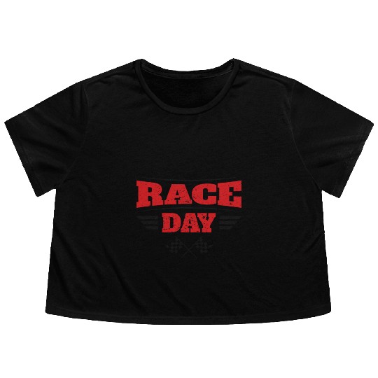 Race Day Car Racing Checkered Flag Flowy Cropped Tees