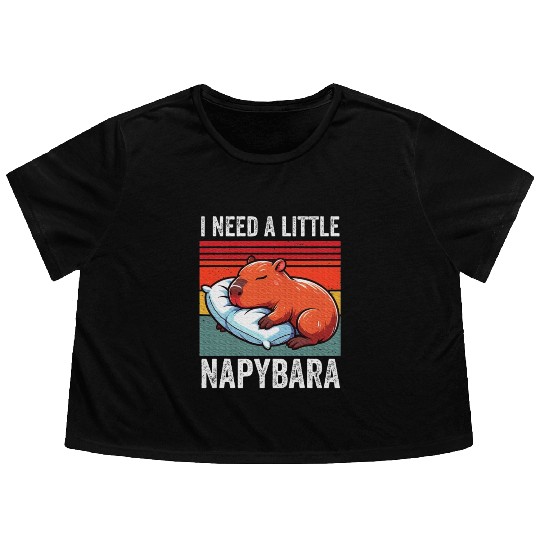 Napybara Cute Capybara Sleeping Nap Lover Flowy Cropped Tees