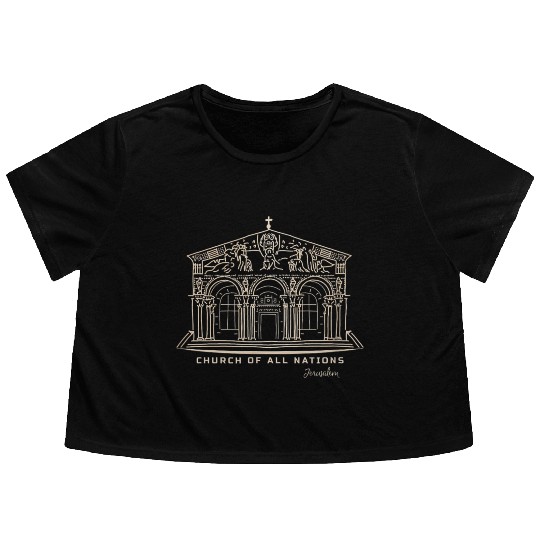 Jerusalem Church Nations Drawing Flowy Cropped Tees