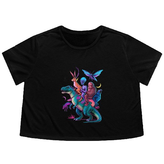 Cryptozoology Cryptid Bigfoot Jackalope Mothman Flowy Cropped Tees