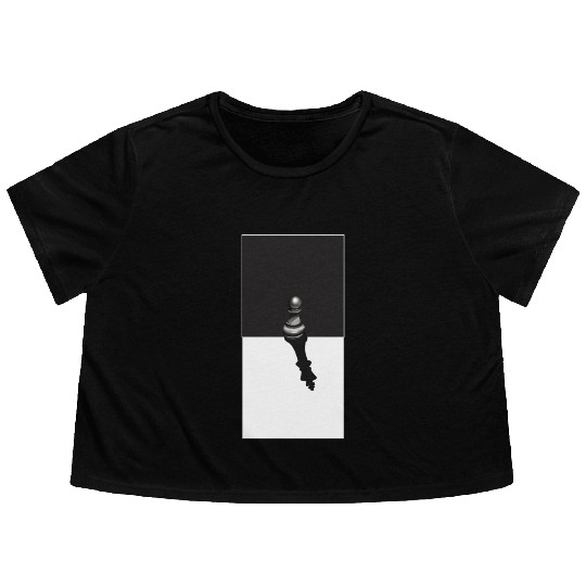 "Chess: Pawn Casts King's Shadow" Painting Flowy Cropped Tees
