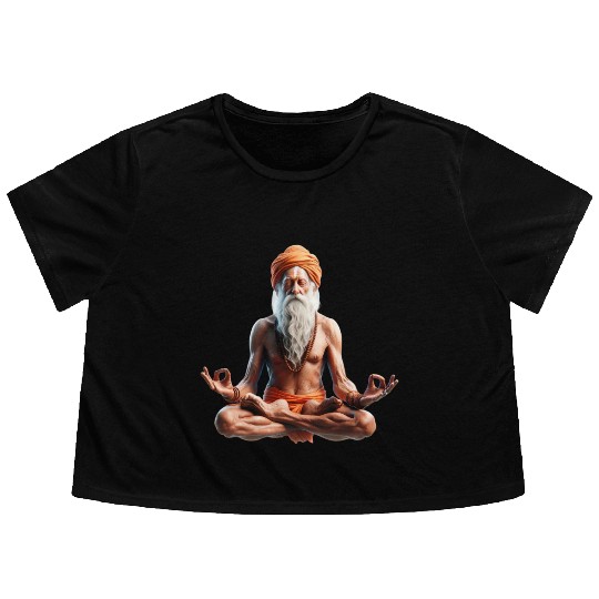 Peaceful Meditation Guru Flowy Cropped Tees