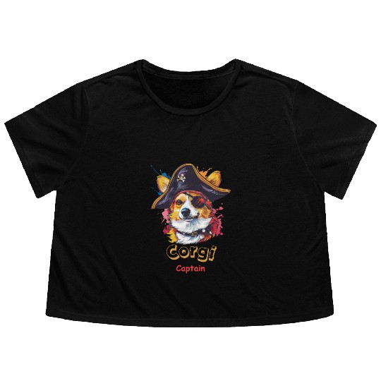 Captain Corgi Flowy Cropped Tees