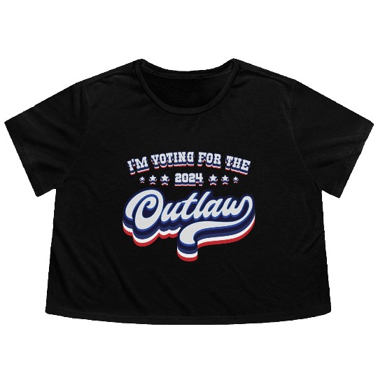 I'm Voting For The Outlaw - Elections 2024 Flowy Cropped Tees