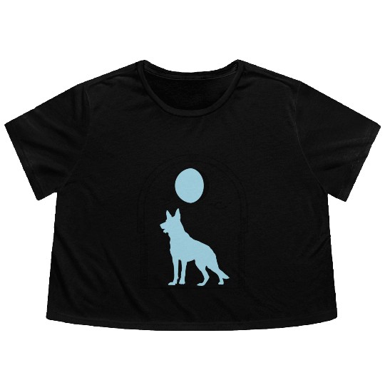 German Shepherd Celestial GSD Dog Moon Tarot Flowy Cropped Tees